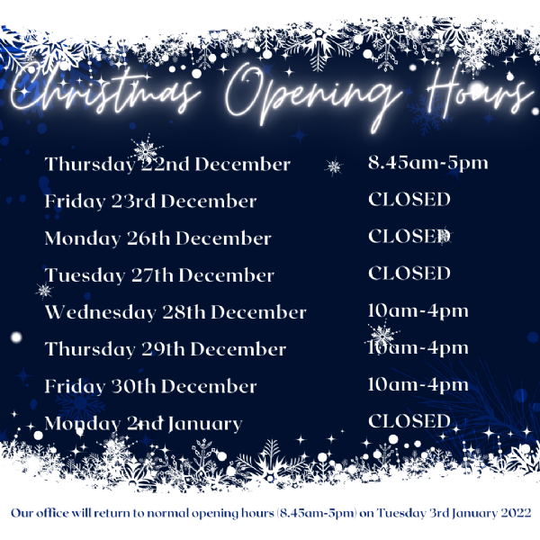 Christmas Opening Hours 2022